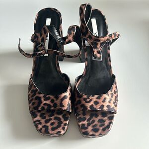 Zara Animal-Print Heeled Platform Shoes Size 41 US 10
